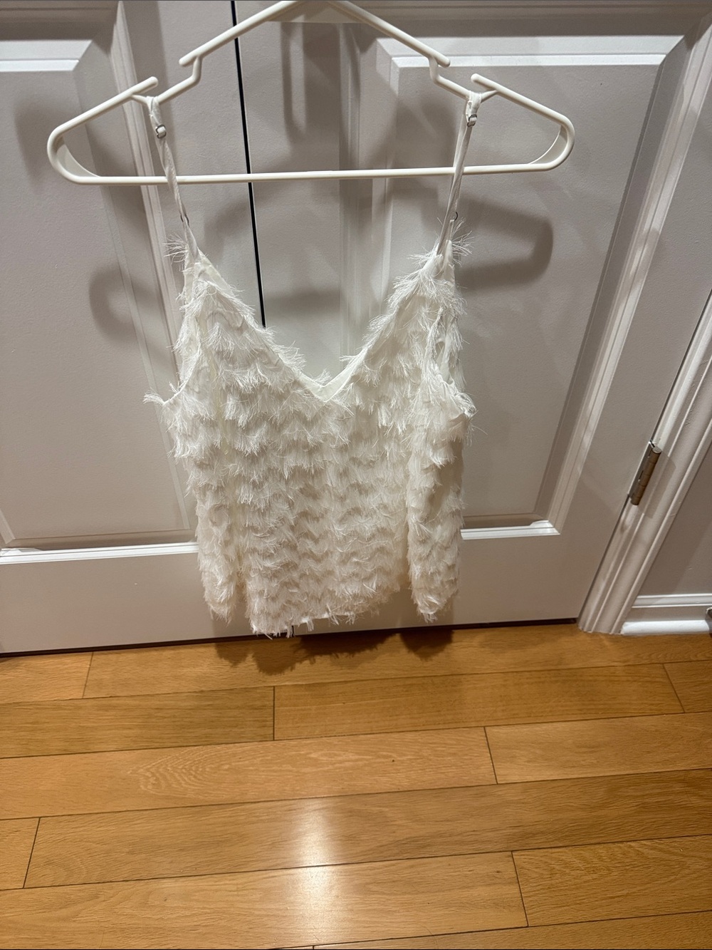 Cupshe White Feather-Trim V-Neck Camisole